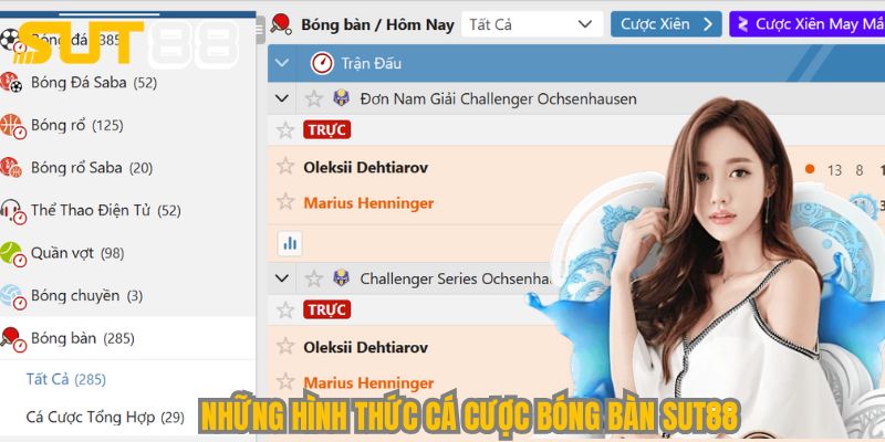 Điểm danh các thể loại cá cược bóng bàn Sut88