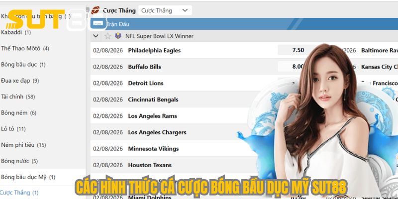 Thống kê những hình thức cá cược bóng bầu dục Mỹ Sut88